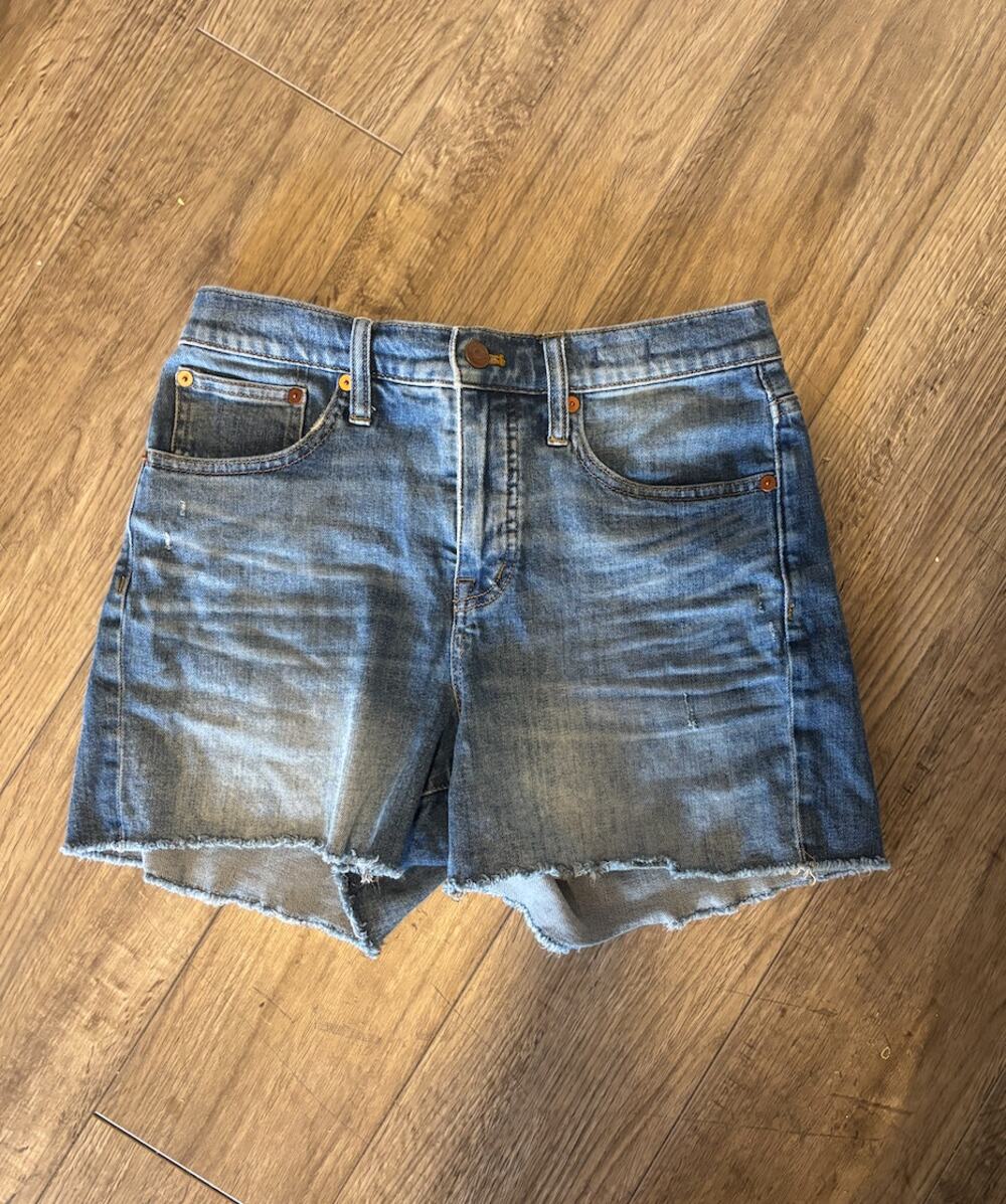 Madewell High-Rise Denim Mid-Length Casual Shorts Womens Blue Size 26 Classic